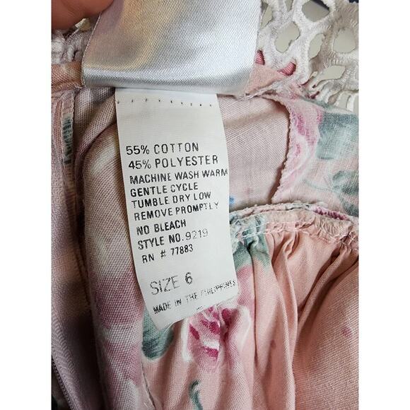 Vtg Daisy Kingdom Pink Floral Fit & Flare Dress Lace Trim Puff Sleeve Girls Sz 6 - Picture 8 of 8